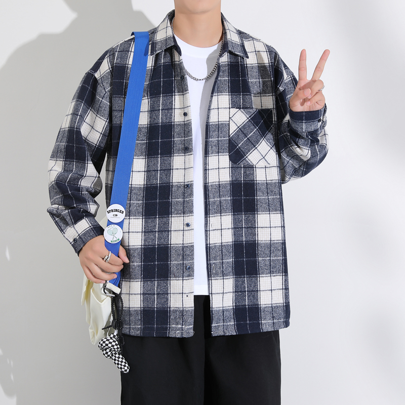Streetwear Brand Hong Kong - Kemeja Kasual Pria Lengan Panjang Gaya