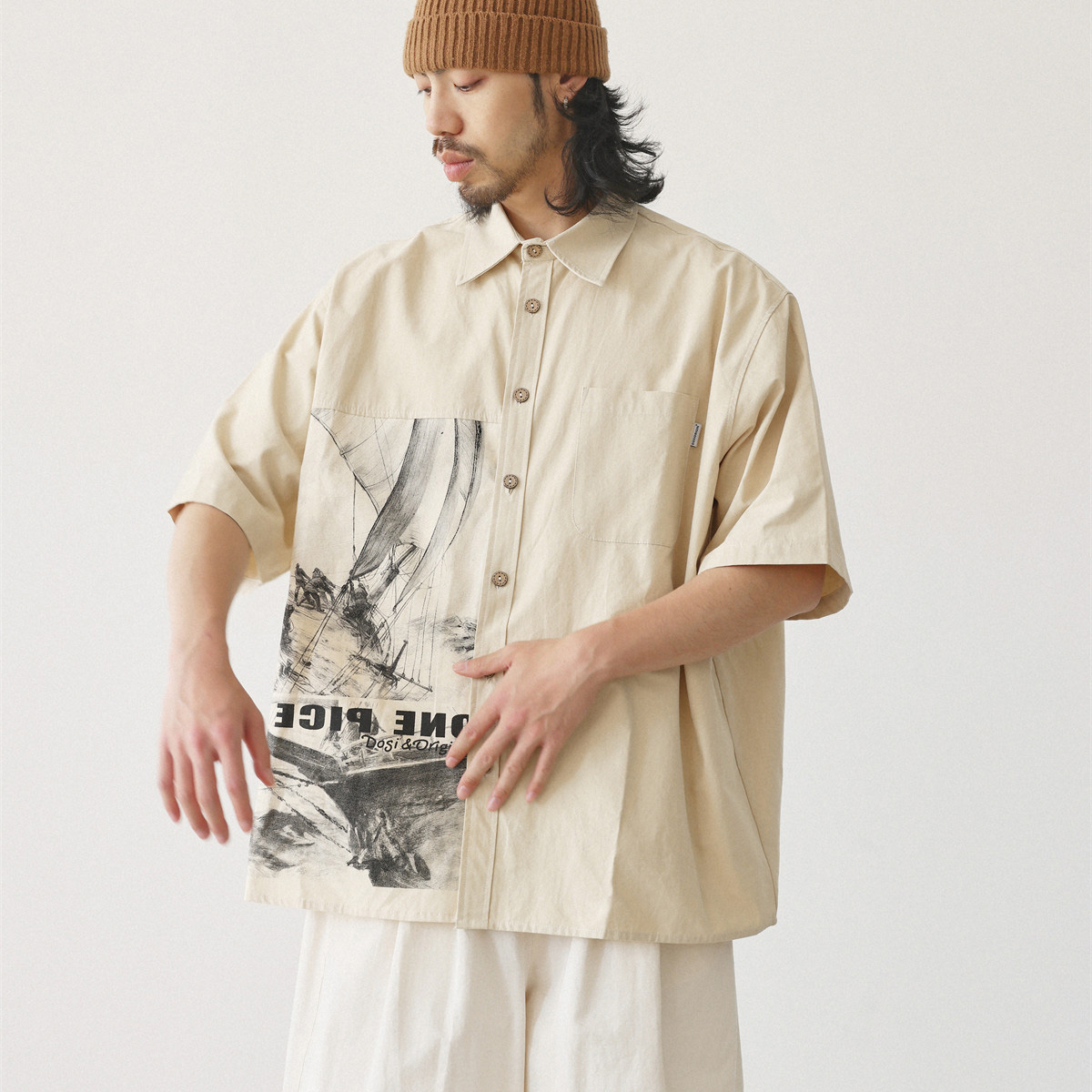 Japanese Brand Streetwear Vintage - Kemeja Fashion Jepang Pria Vintage Print